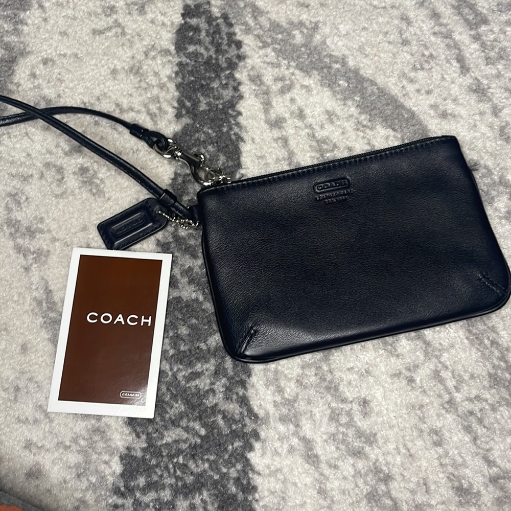 Black Leather Coach Wristlet Like New